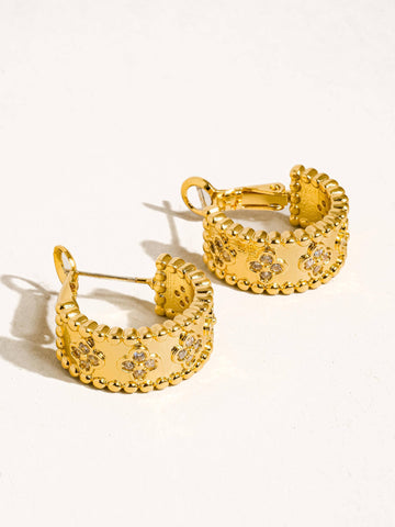 Isabel 18K Vintage Floral Hoop Earring