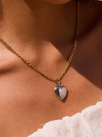 Heidi 18K Non-Tarnish Two Tone Locket Necklace