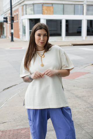 Claire French Terry Oversized Short Sleeve Top
