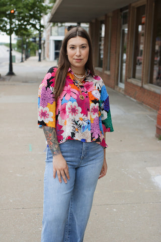 Maya Floral Button Down Top