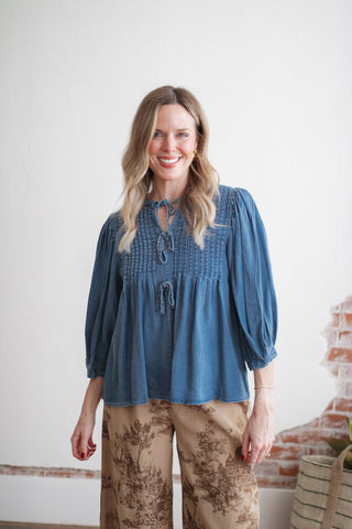 Delilah Denim Tie Top