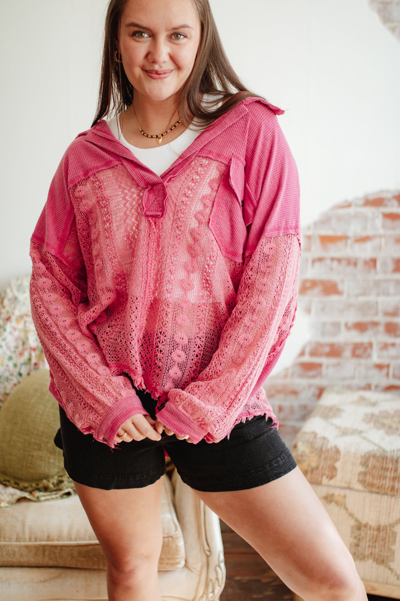 All In Lace Henley Top