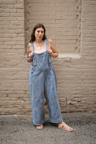 Demi Floral Vintage Washed Overalls
