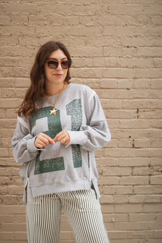 Mickey Faded Varsity Pullover Sweatshirt | Green