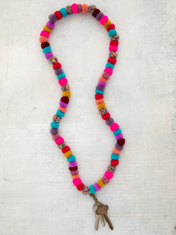 Multi Color Pom Pom Lanyard