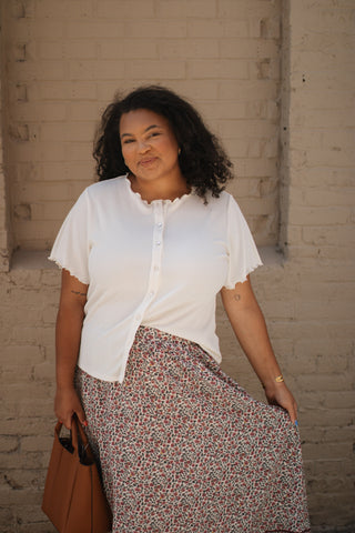 Quinn Ribbed Knit Button Down Top