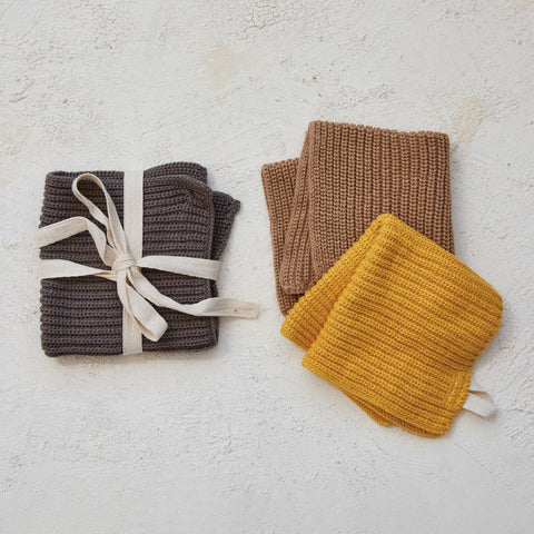 Cotton Knit Dish Cloths | Set of 3