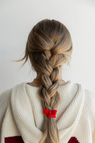 KAXI Bow Slick Back Ponytails - Set of 3 | Red