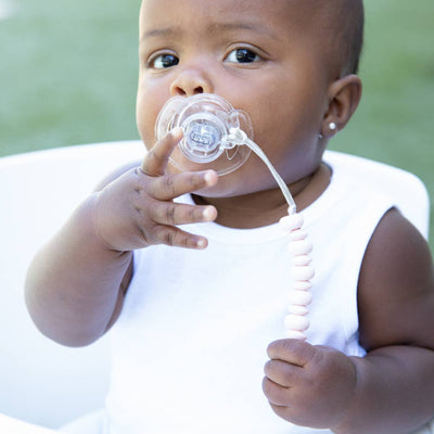 Silicone Beaded Pacifier Clip | Light Pink