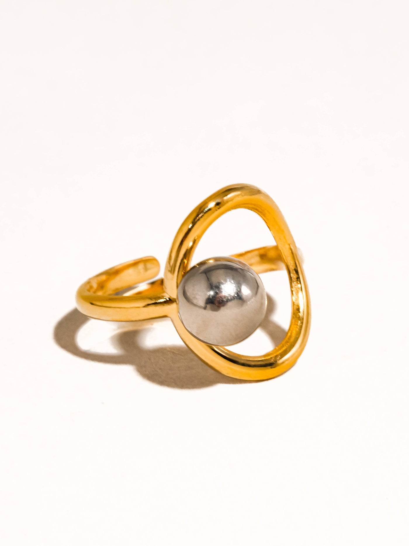 Stella 18K Gold Non-Tarnish Two Tone Round Ring