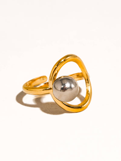 Stella 18K Gold Non-Tarnish Two Tone Round Ring