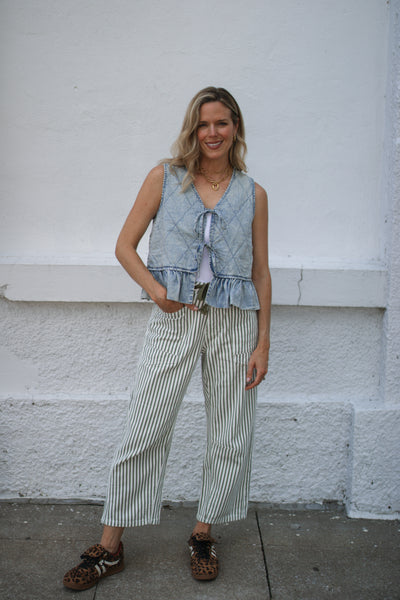Georgie Striped Drawstring Railroad Jeans