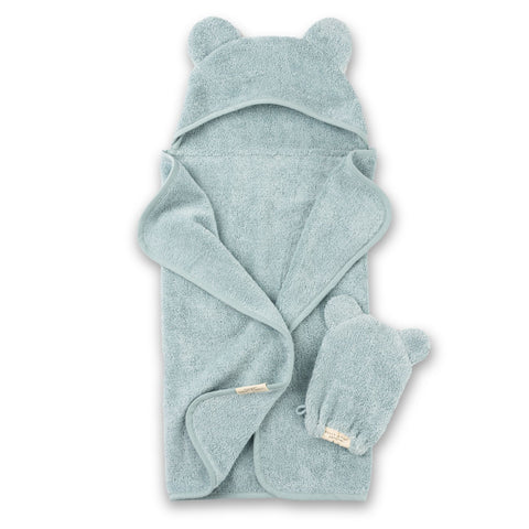 Hooded Towel + Wash Mitt Set | Fog