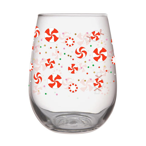 Peppermint Snow Stemless Wine Glass