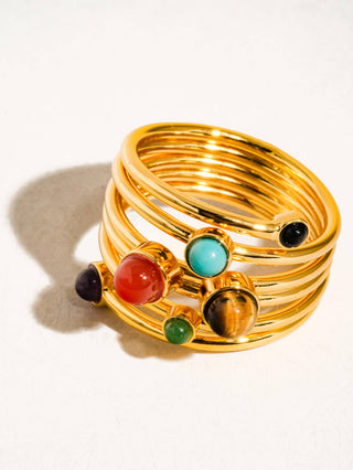 Teagan Orbit Gemstone Spiral Ring