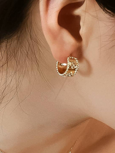 Isabel 18K Vintage Floral Hoop Earring
