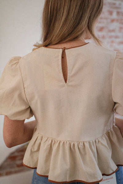 Julia Tie Front Puff Sleeve Top