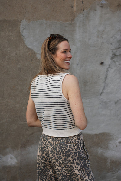 Gretchen Striped Button Down Knit Top