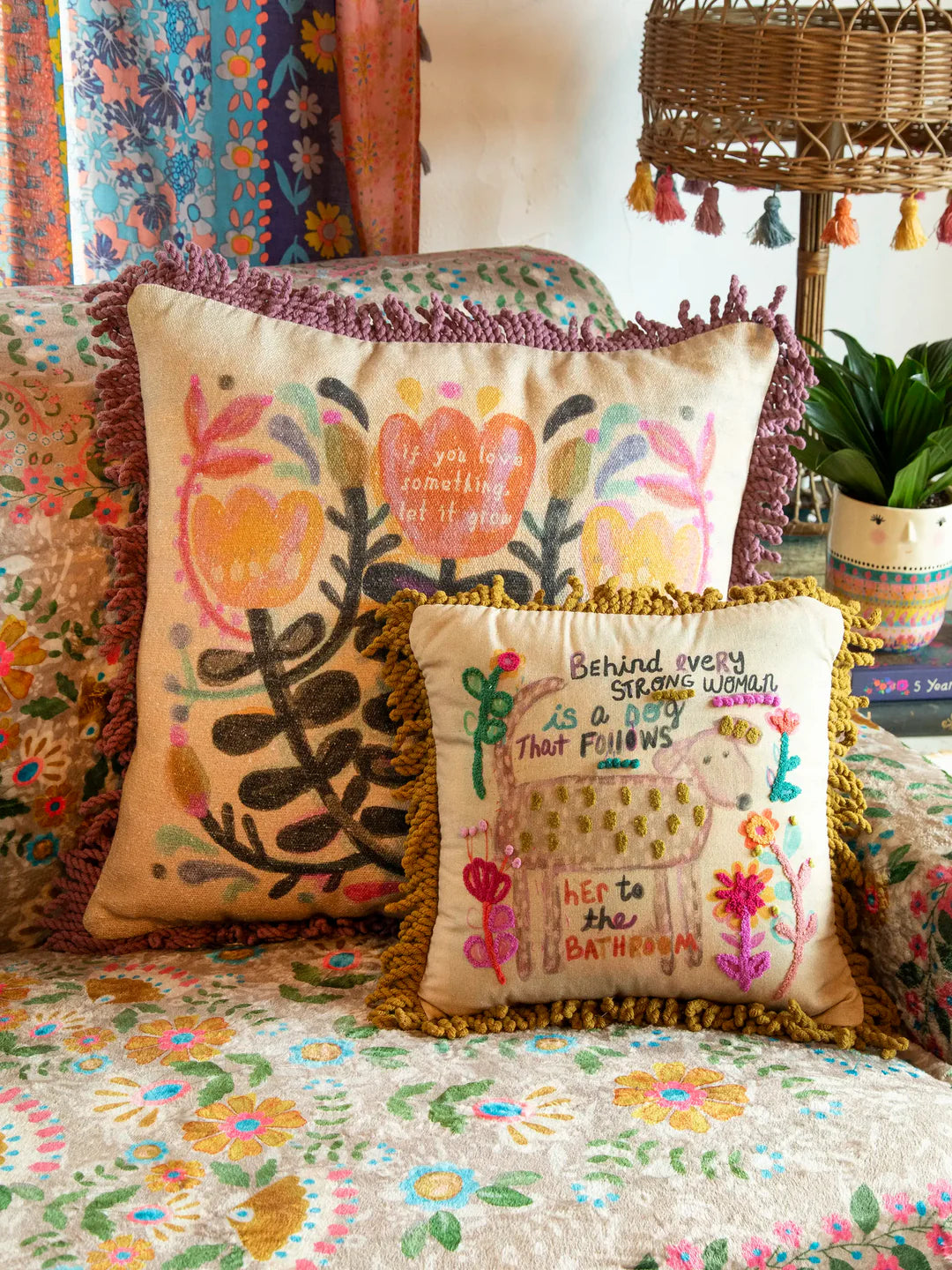 Behind Every Strong Woman Tufted Boho Pillow