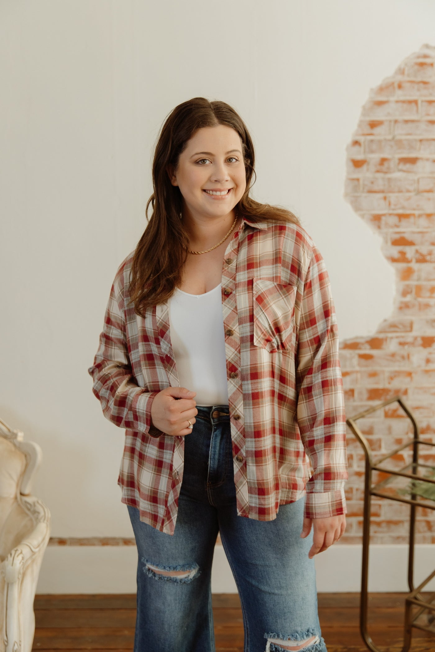 No Worries Plaid Top