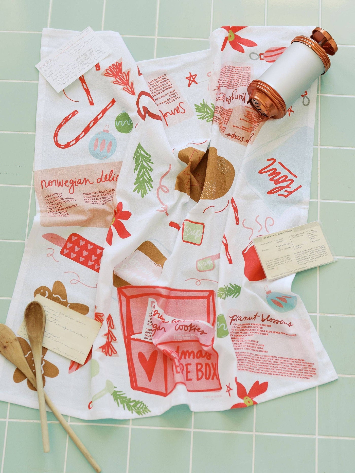 Heirloom Recipes Holiday Flour Sack Towel
