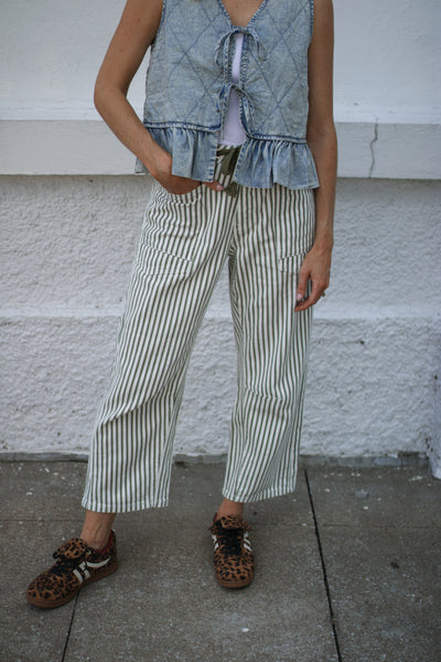 Georgie Striped Drawstring Railroad Jeans
