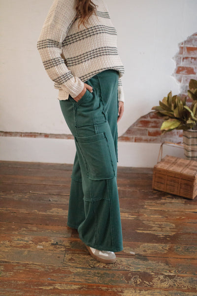 Riley Wide Leg Cargo Knit Pants