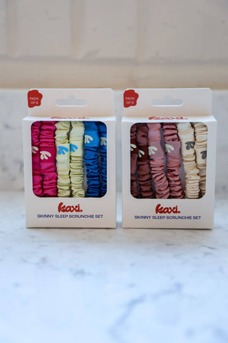KAXI Skinny Satin Sleep Scrunchie | Set of 6
