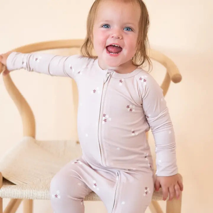 Bamboo 2-Way Convertible Zip Romper | Mocha Bloom