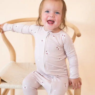 Bamboo 2-Way Convertible Zip Romper | Mocha Bloom