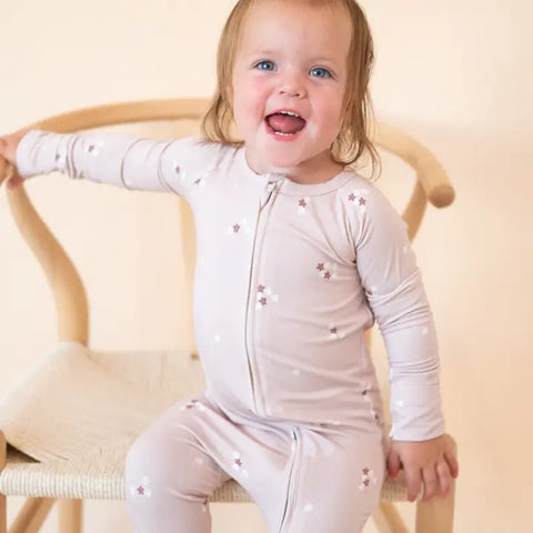 Bamboo 2-Way Convertible Zip Romper | Mocha Bloom