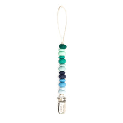 Silicone Beaded Pacifier Clip | Blue Mix