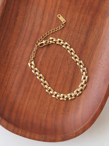 Freddie 18K Non-Tarnish Flat Chain Bracelet