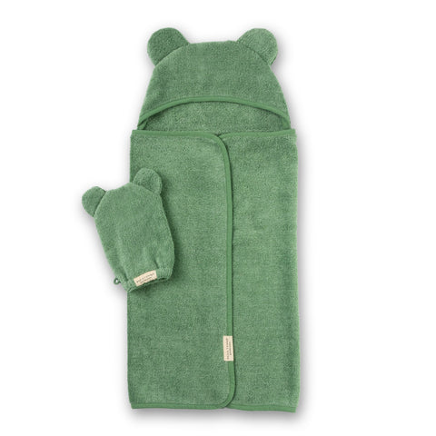 Hooded Towel + Wash Mitt Set | Sea Foam