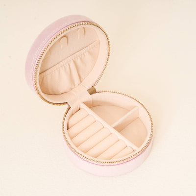 Round Velvet Jewelry Case | Floral Blush