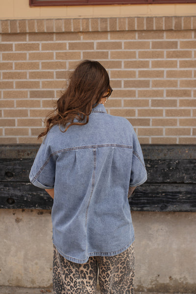 Sarah Relaxed Denim Short Sleeve Top