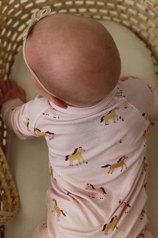 Pink Ponies Bamboo Zip Romper