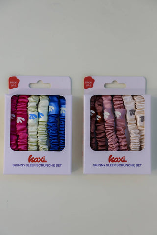 KAXI Skinny Satin Sleep Scrunchie | Set of 6