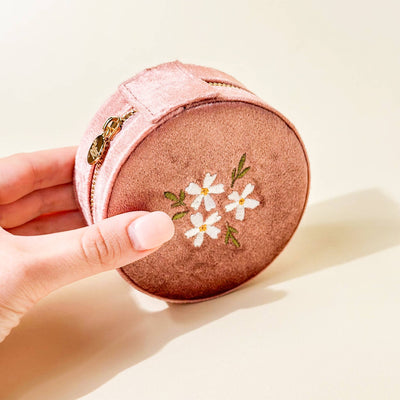 Floral Velvet Jewelry Case