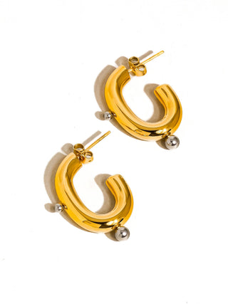 Arden Dual-Tone Orb Hoop Earrings