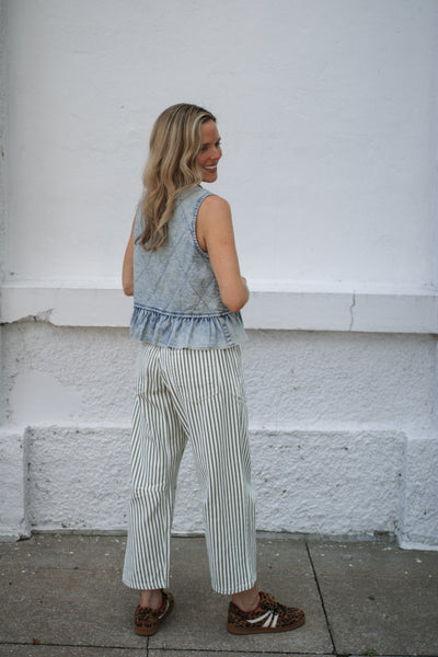 Georgie Striped Drawstring Railroad Jeans