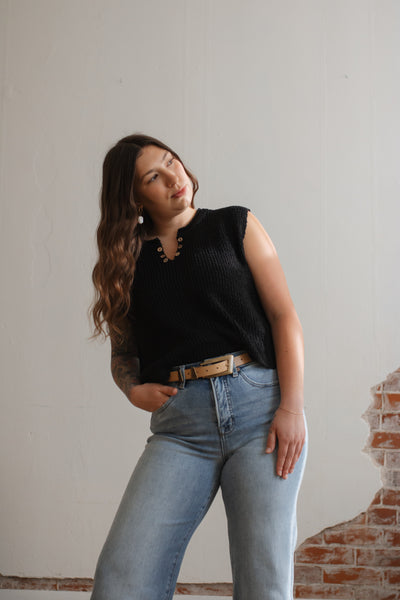 Mica | High Rise Wide Leg Cuffed Denim