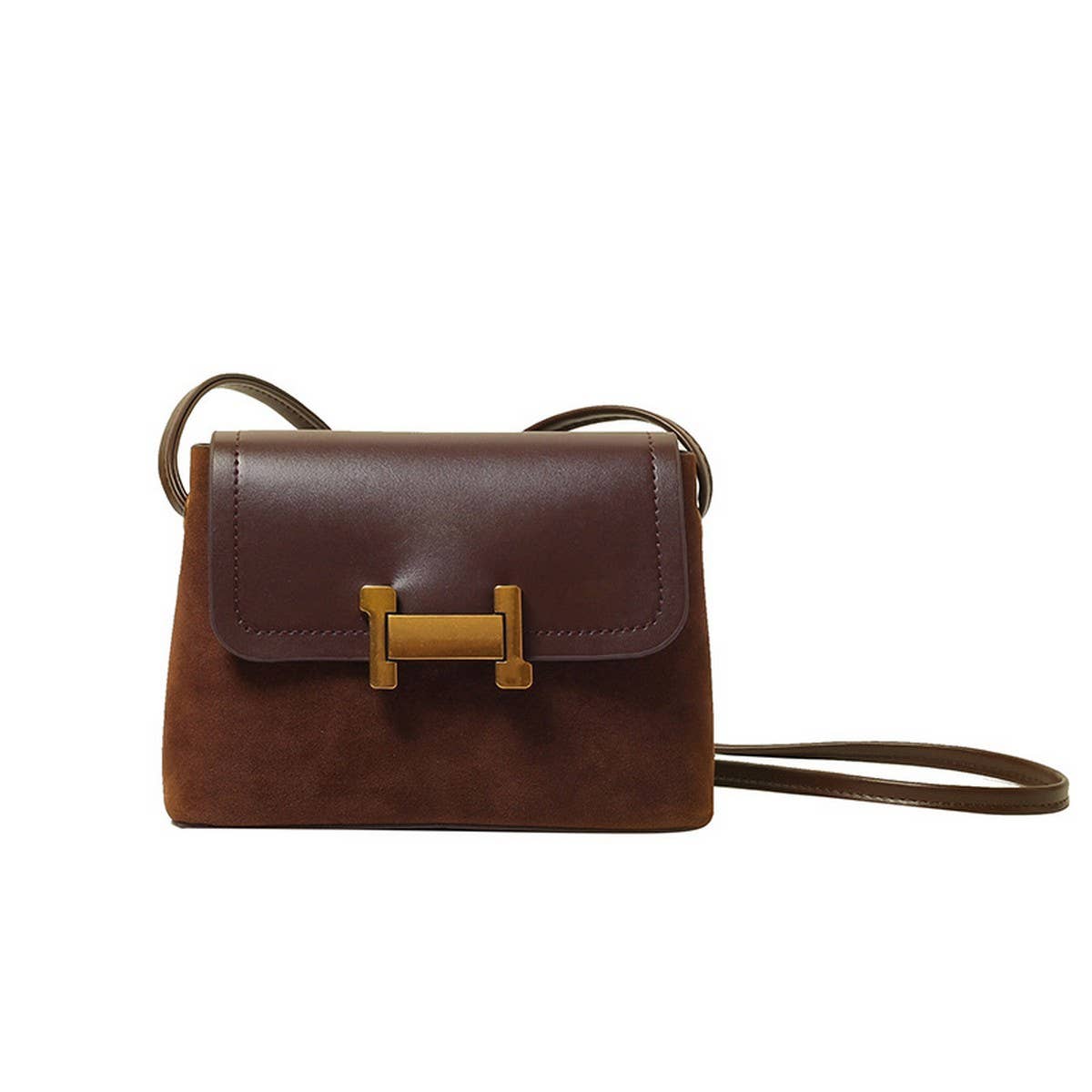 Bailey Faux Suede Buckle Shoulder Bag | Coffee
