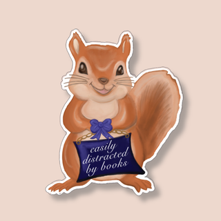 Easily Distracted by Books Squirrel Sticker