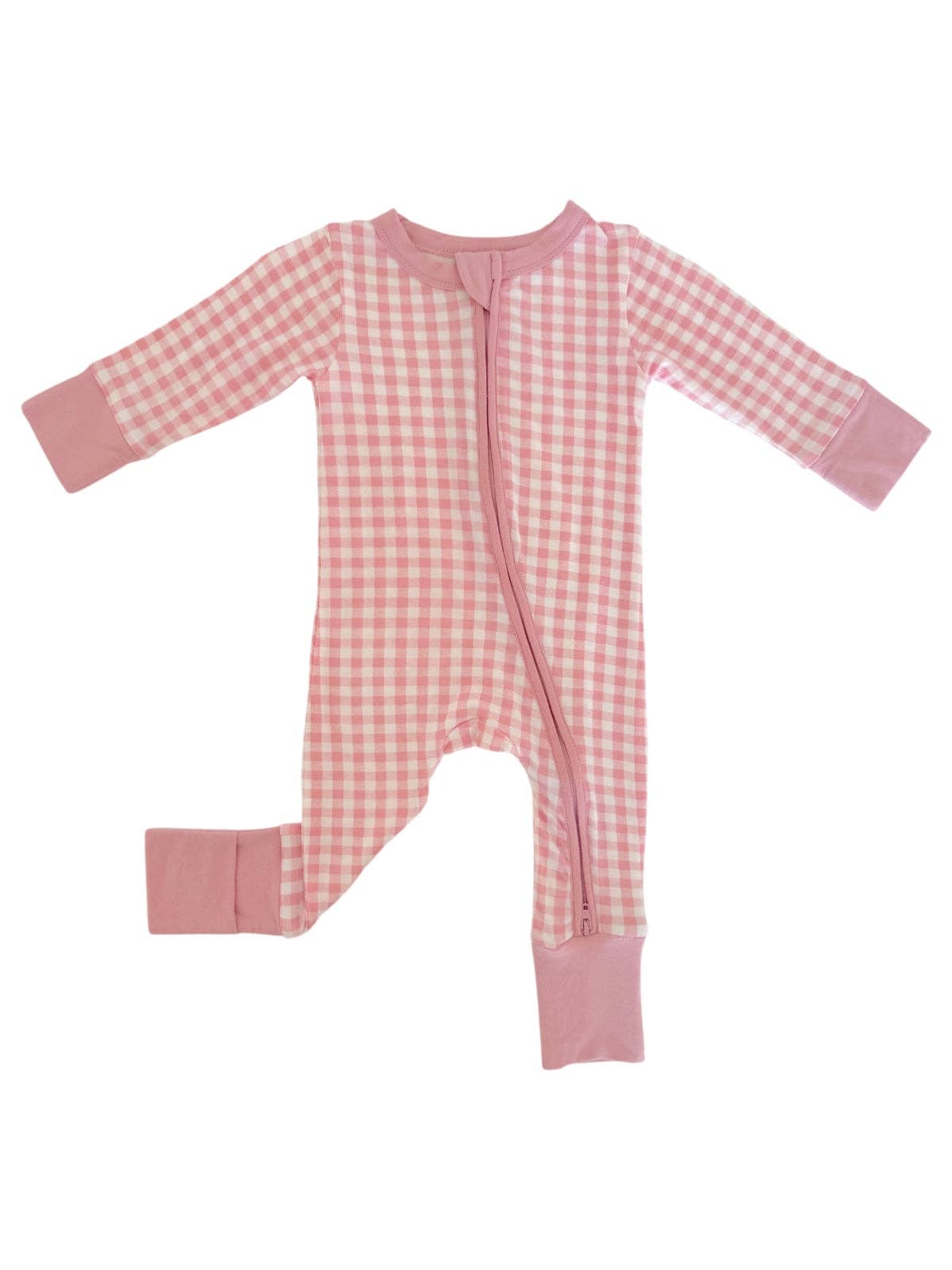 2-Way Zip Romper | Pink Gingham