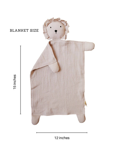 Organic Cotton Lion Lovey Blanket | Natural