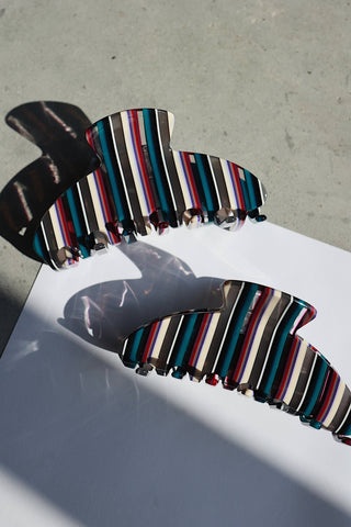 Berry Stripe Claw Clip