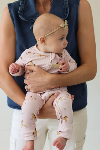 Pink Ponies Bamboo Zip Romper