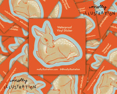 Illustrated Deer Waterproof Vinyl Sticker