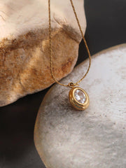 Elia Oval Bezel Pendant Necklace